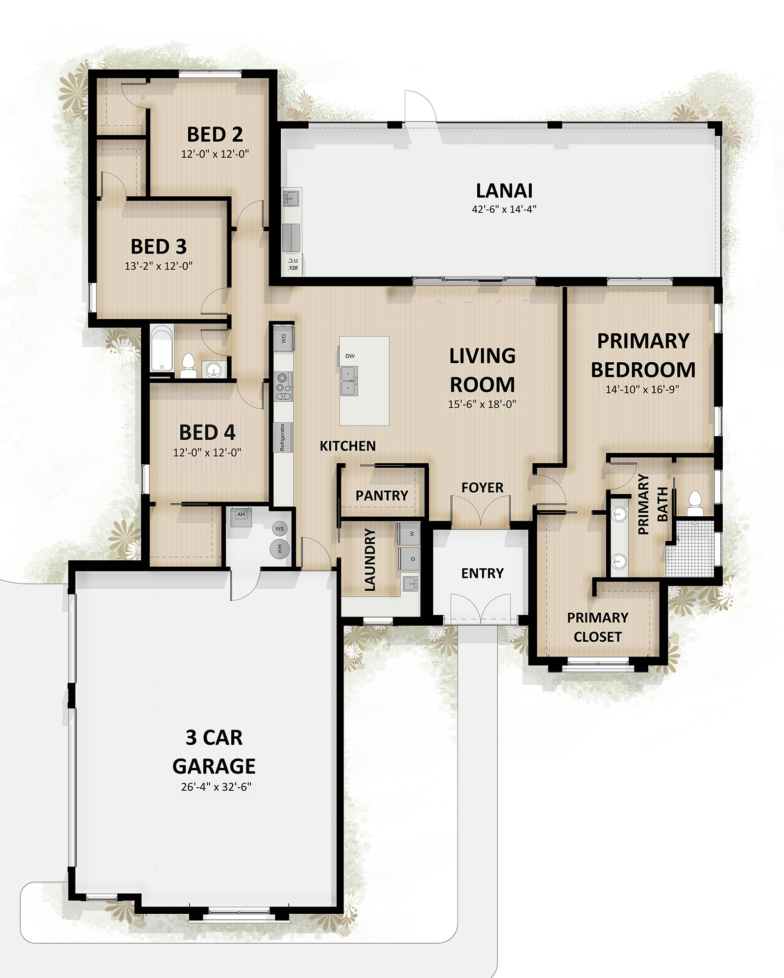 Interior view of the move in ready Ashcroft home on Lot 30 at Oxford Landings featuring a spacious open concept kitchen and living area